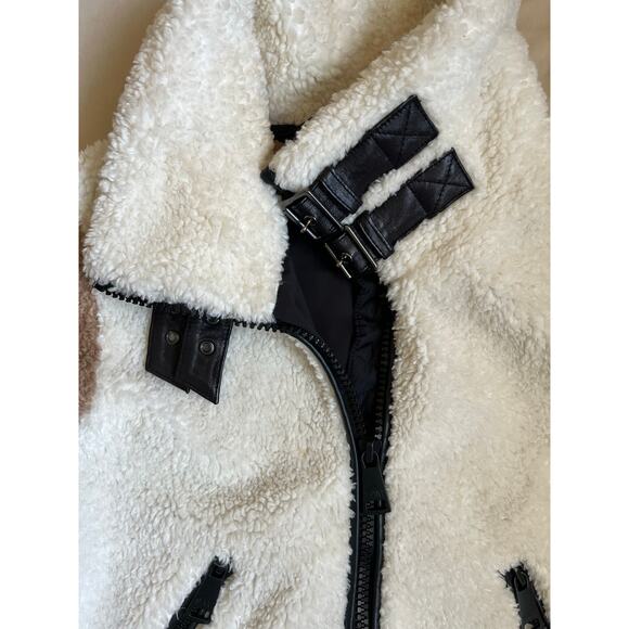 Sam New York Denver Cream Brown Colorblock Sherpa Jacket Size S - Picture 5 of 12